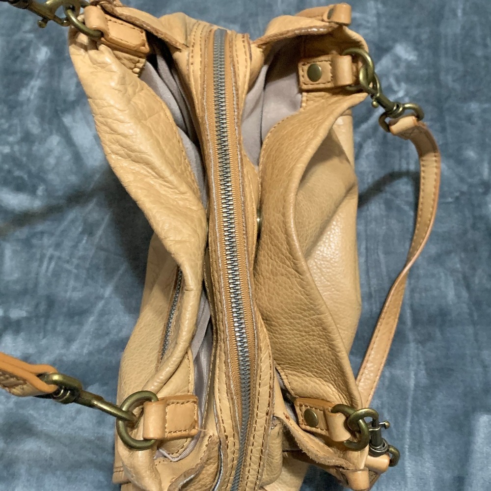 American Leather Co. Lenox Satchel Tan Leather Shoulder Bag Purse Triple Entry - Picture 8 of 16
